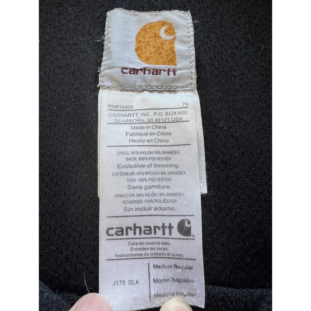 Carhartt J176 Black Softshell Jacket Fleece Lined Workwear Men’s Medium Full Zip - Picture 2 of 5
